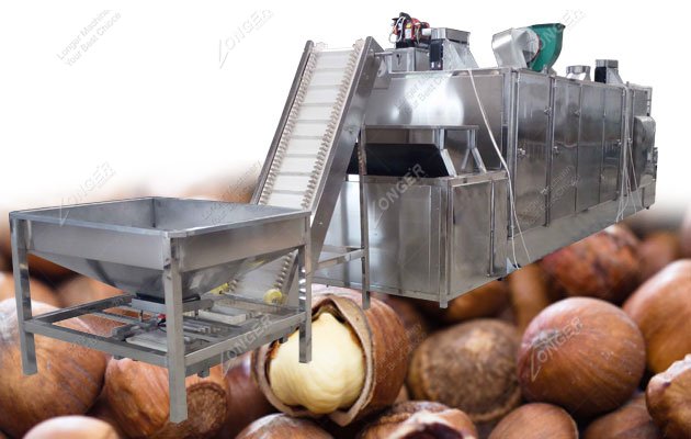 Continuous Hazelnut Roasting and Cooling Machine Commercial Use